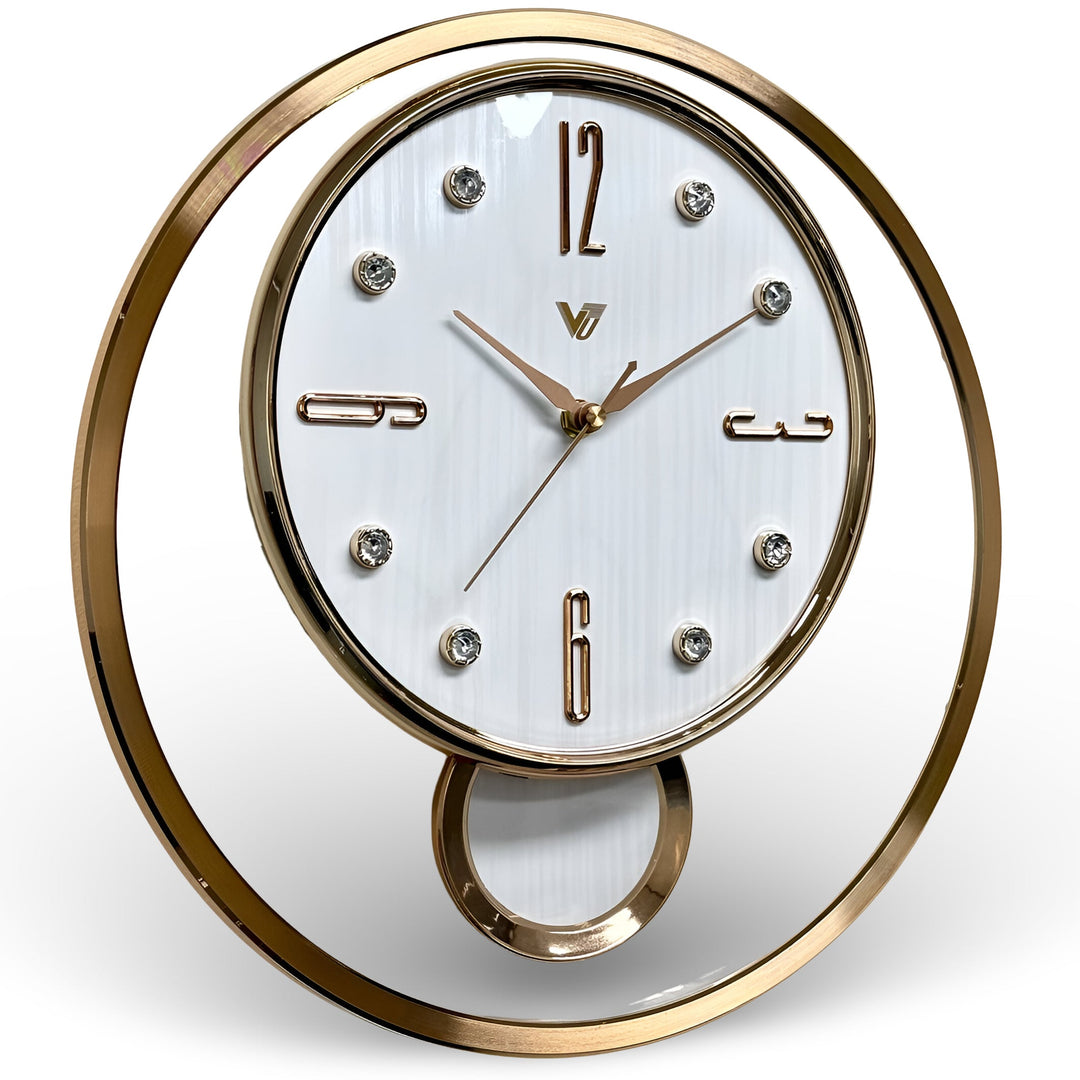 Victory Brynn Modern Floating Dial Pendulum Wall Clock White Rose Gold 36cm CCJ-1168WT 2