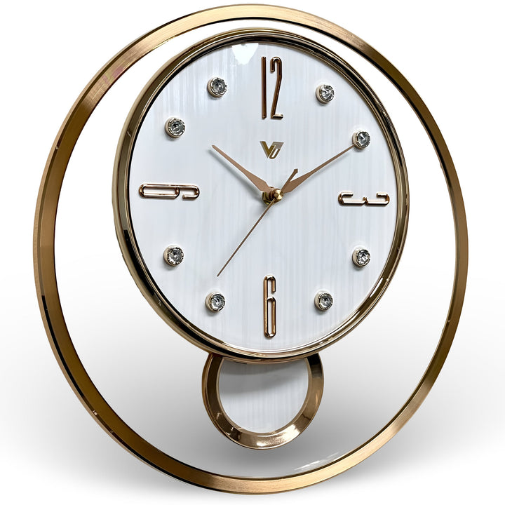 Victory Brynn Modern Floating Dial Pendulum Wall Clock White Rose Gold 36cm CCJ-1168WT 2