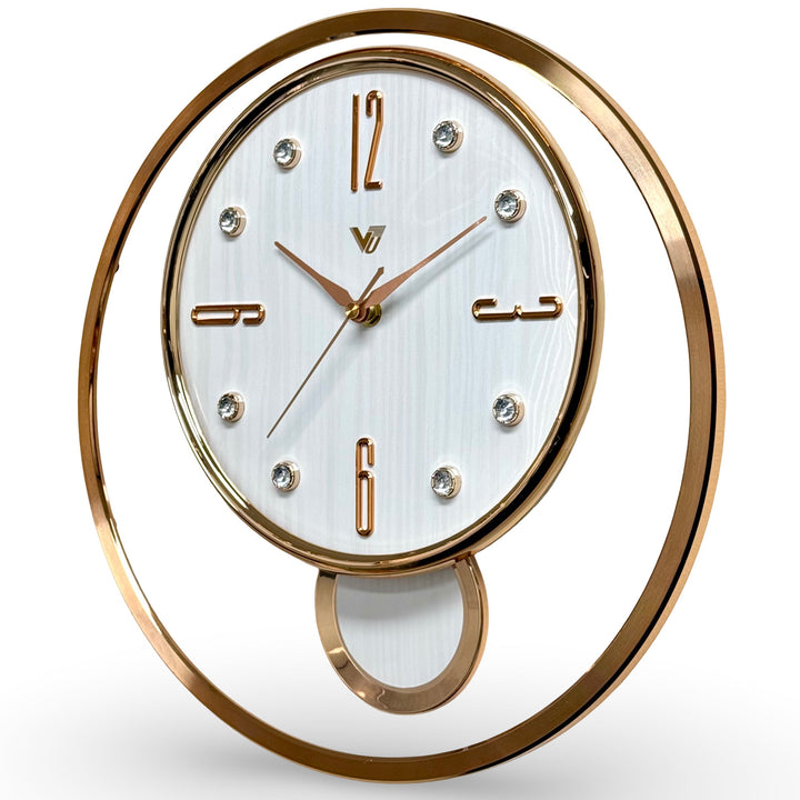Victory Brynn Modern Floating Dial Pendulum Wall Clock White Rose Gold 36cm CCJ-1168WT 3
