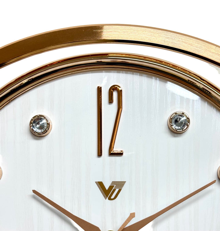Victory Brynn Modern Floating Dial Pendulum Wall Clock White Rose Gold 36cm CCJ-1168WT 4