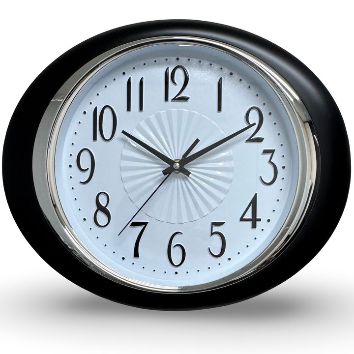 Victory Glynis Oval Bold Contoured Wall Clock Black 34cm CWH-6596BK 1