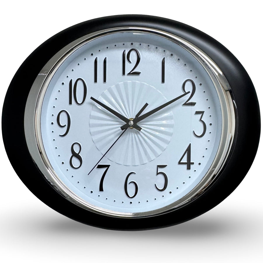 Victory Glynis Oval Bold Contoured Wall Clock Black 34cm CWH-6596BK 1