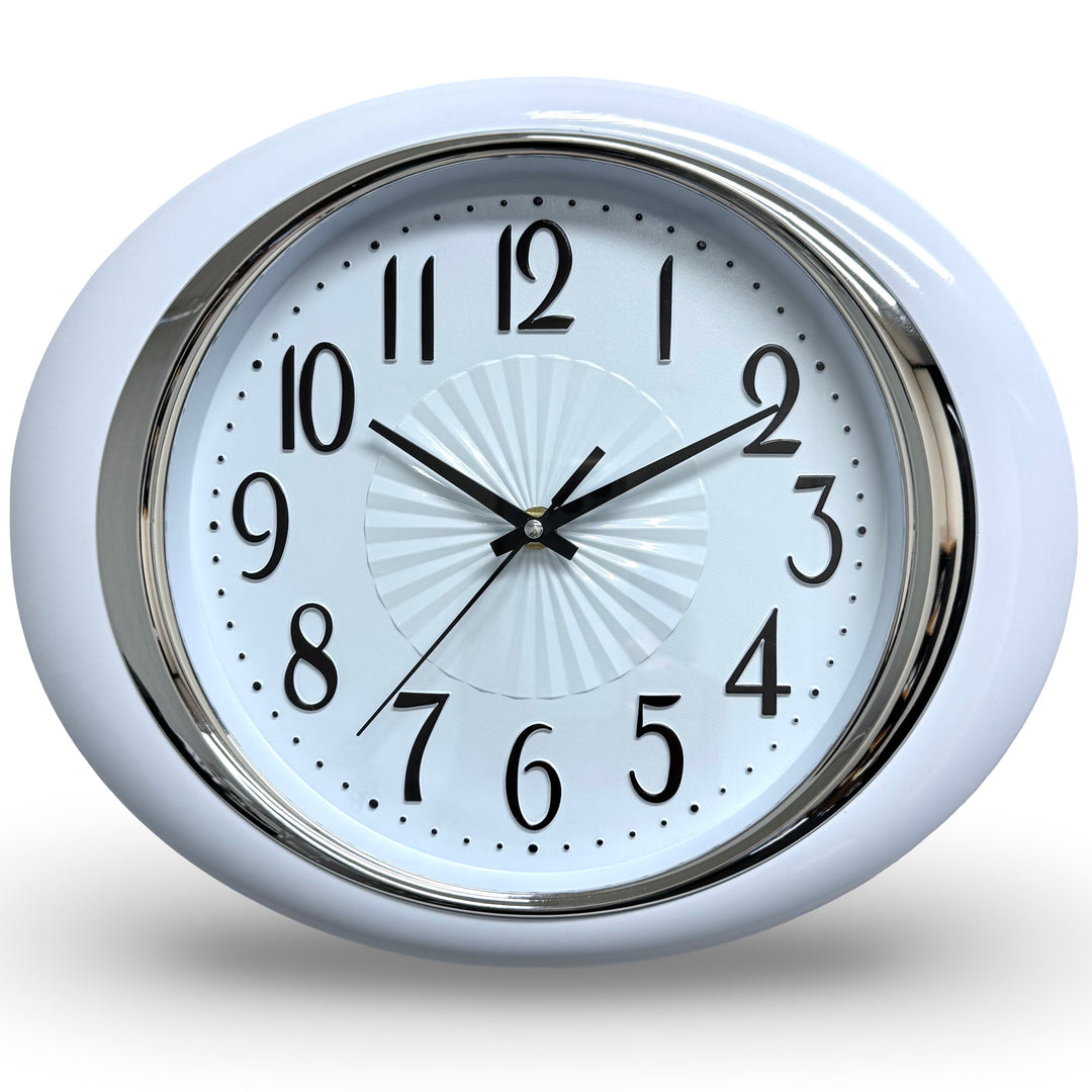 Victory Glynis Oval Bold Contoured Wall Clock White 34cm CWH-6596WT 1
