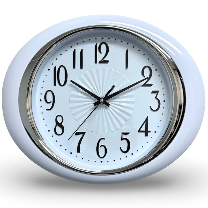 Victory Glynis Oval Bold Contoured Wall Clock White 34cm CWH-6596WT 1