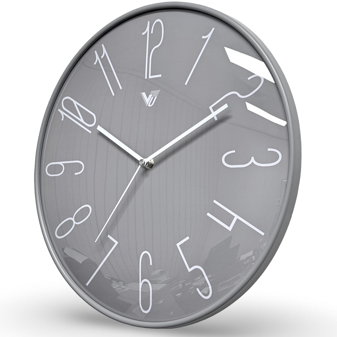 Victory Janet Convex Glass Modern Wall Clock Grey 35cm CWH 6068GY 3