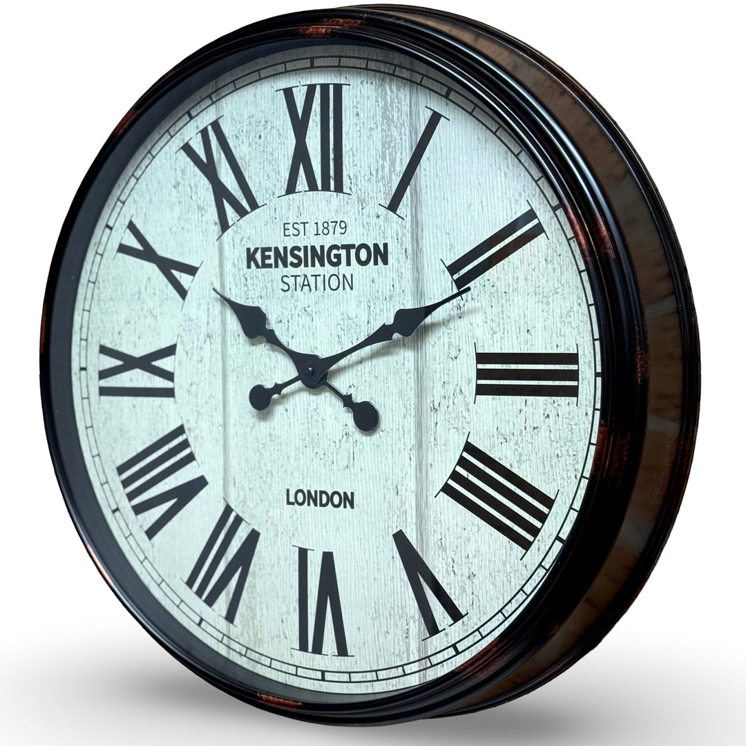 Victory Langdon Distressed Roman Kensington Station Wall Clock Black 51cm CWH-5971 3
