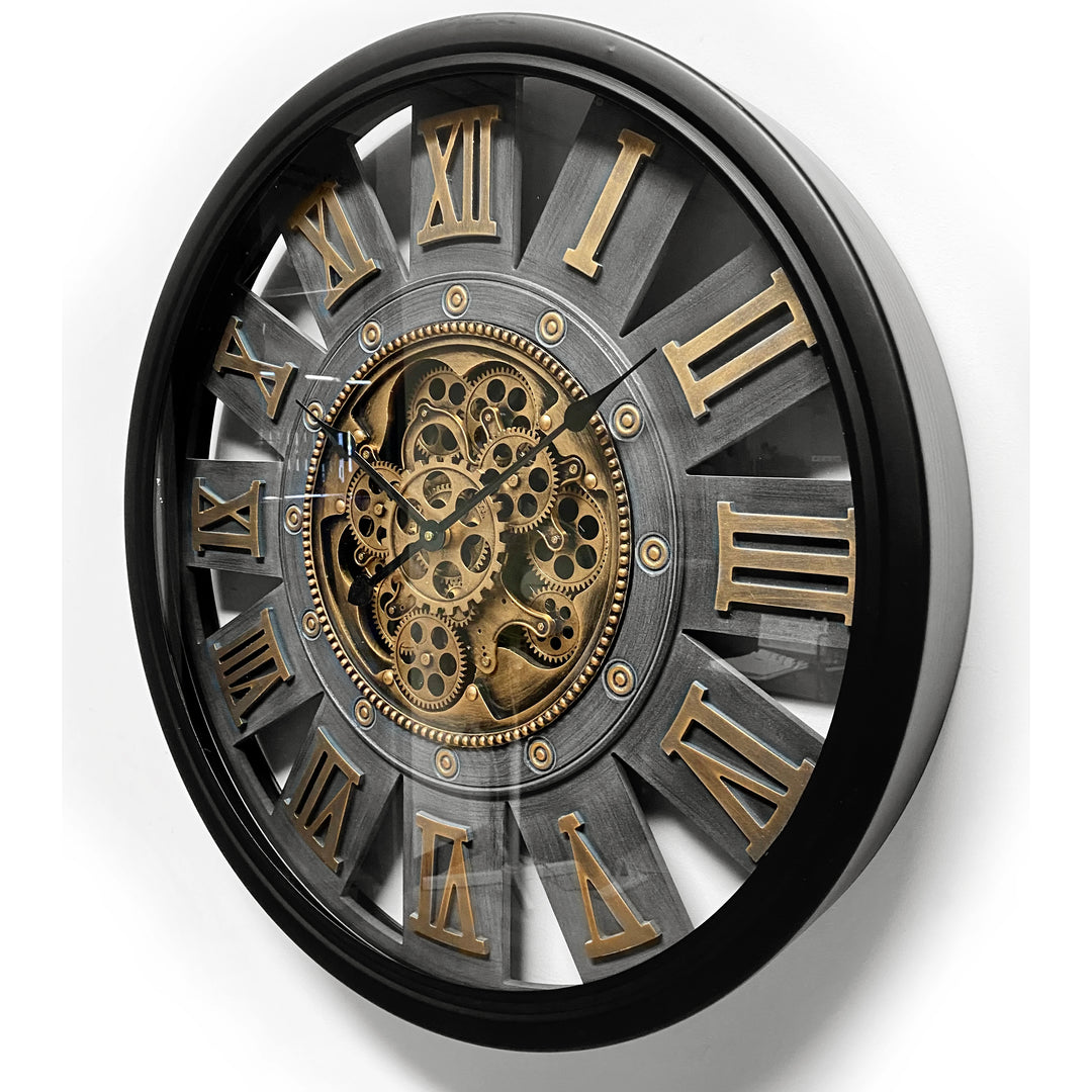 Victory Themis Metal Moving Gears Wall Clock 72cm CCM-1722 Black