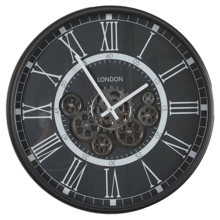 chilli decor london modern metal moving gears wall clock black 55cm TQ-Y680 1
