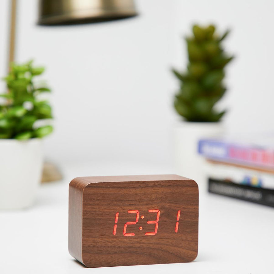 Checkmate LED Wood Cuboid Desk Clock Red 10cm VGY 818R 11