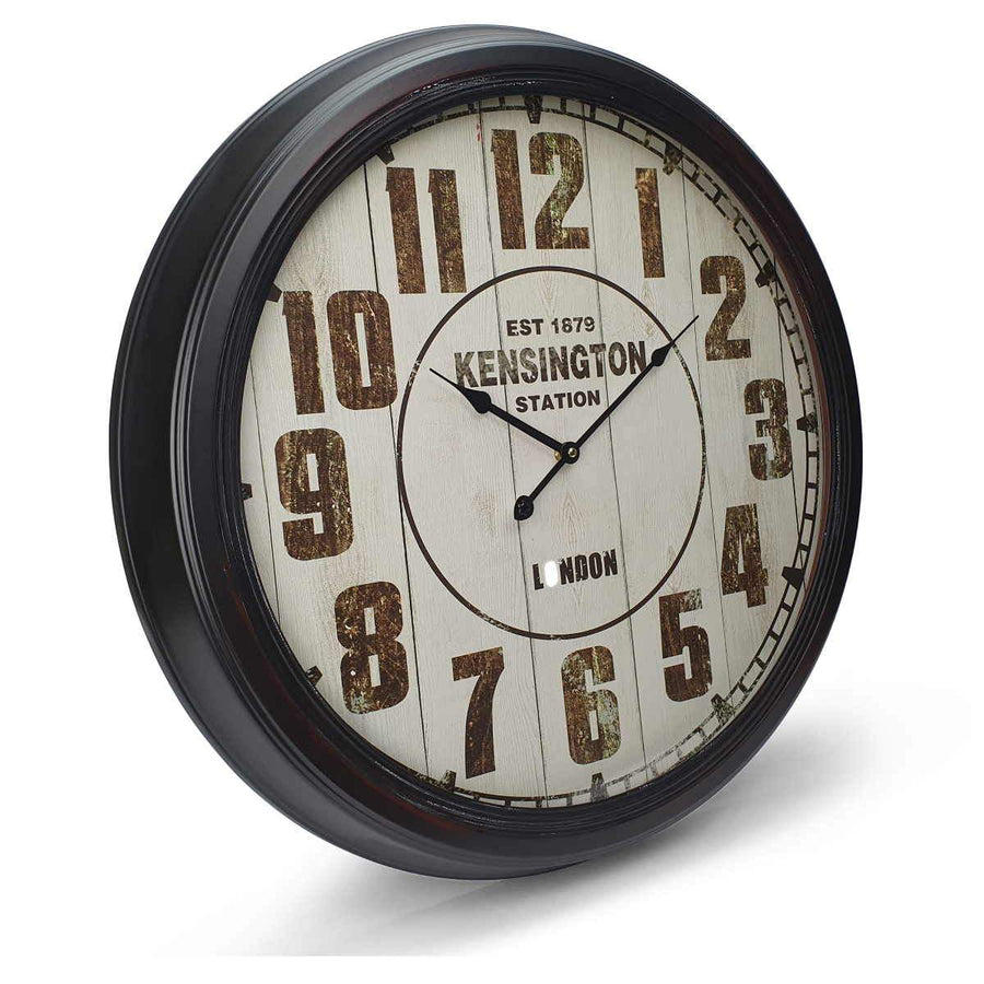 Victory Kensington Station Extra Large Vintage Metal Wall Clock Black 62cm CHH 333 1