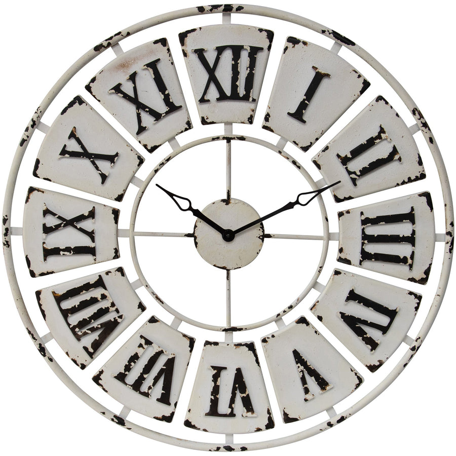 Antique White Floating Roman Numeral Wall Clock 84cm 11053CLK 1
