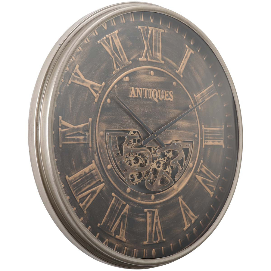 Chilli Decor Absolon Giant Antique Bronze Wash Metal Moving Gears Wall Clock 103cm TQ-Y668 1