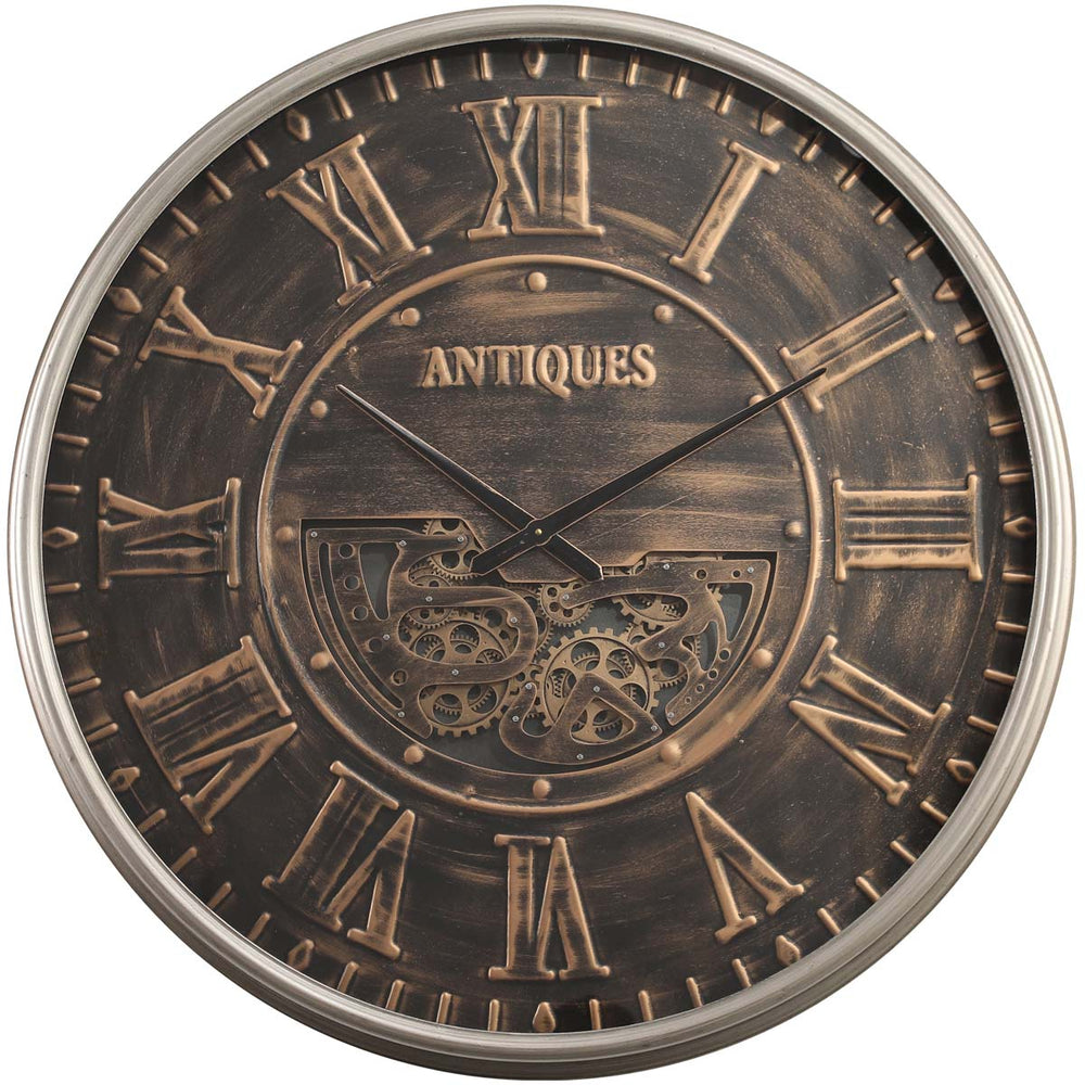 Chilli Decor Absolon Giant Antique Bronze Wash Metal Moving Gears Wall Clock 103cm TQ-Y668 2