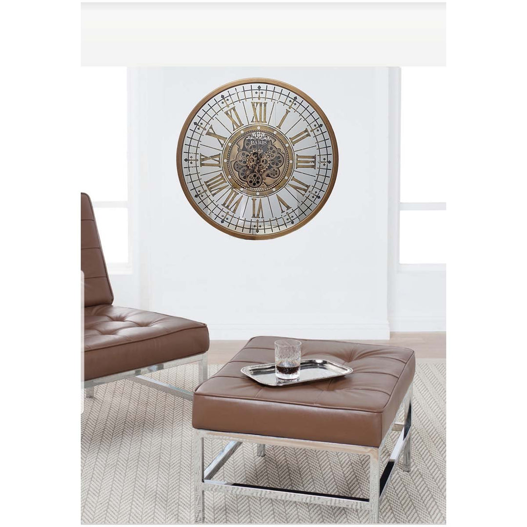 Chilli Decor Aceline Paris Mirrored Gold Metal Moving Gears Wall Clock 80cm TQ-Y674 6