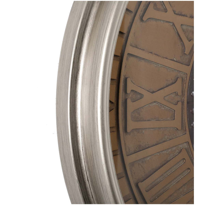 Chilli Decor Arman Persian Rustic Silver Bronze Moving Gears Wall Clock 80cm TQ-Y677 4