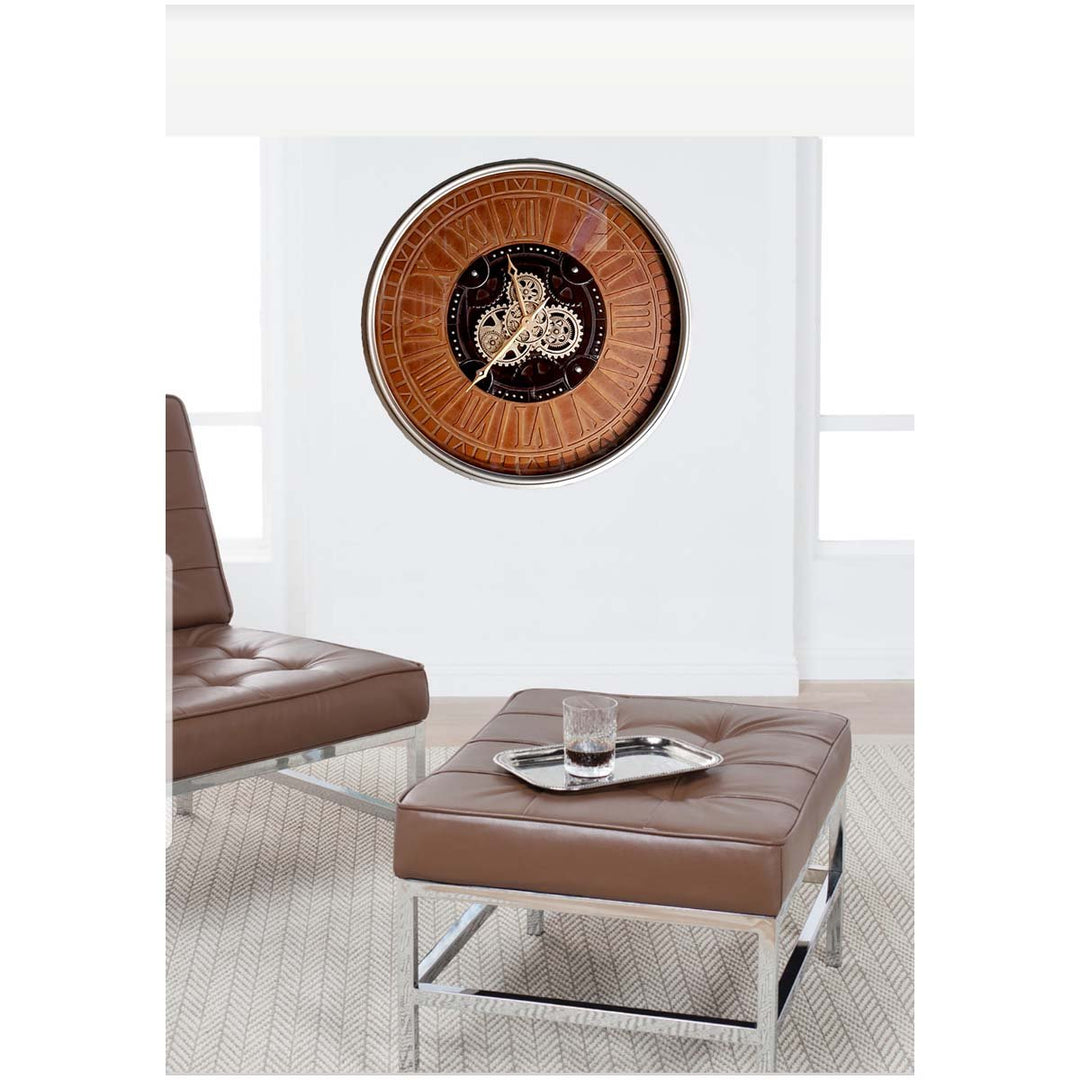 Chilli Decor Arman Persian Rustic Silver Bronze Moving Gears Wall Clock 80cm TQ-Y677 8