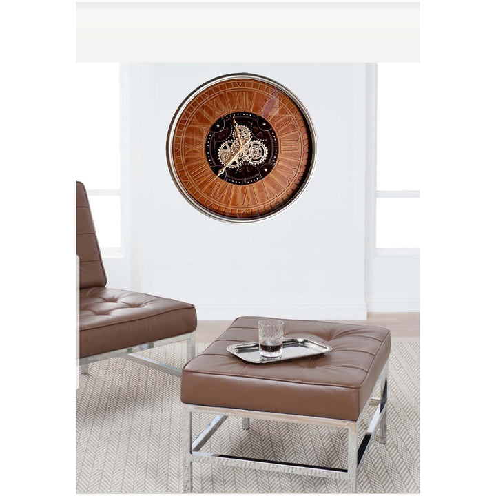 Chilli Decor Arman Persian Rustic Silver Bronze Moving Gears Wall Clock 80cm TQ-Y677 8