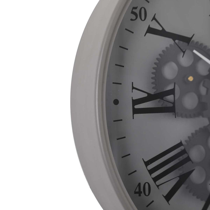 Chilli Decor Baron US Navy Grey Metal Moving Gears Wall Clock 36cm TQ-Y718 3