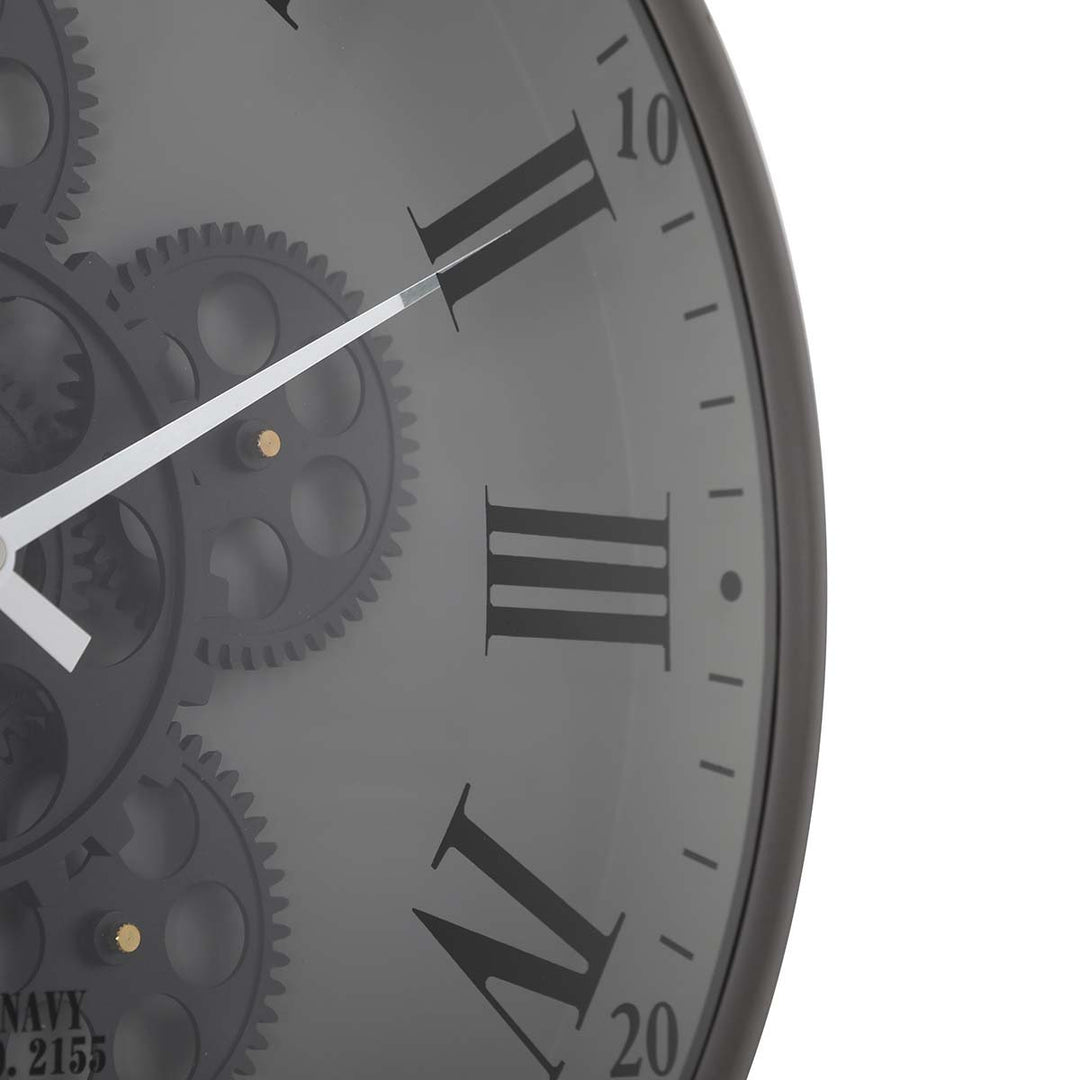 Chilli Decor Baron US Navy Grey Metal Moving Gears Wall Clock 36cm TQ-Y718 4