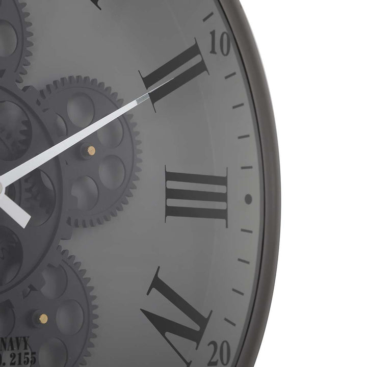 Chilli Decor Baron US Navy Grey Metal Moving Gears Wall Clock 36cm TQ-Y718 4