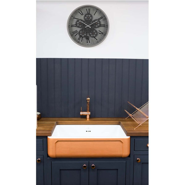 Chilli Decor Baron US Navy Grey Metal Moving Gears Wall Clock 36cm TQ-Y718 8