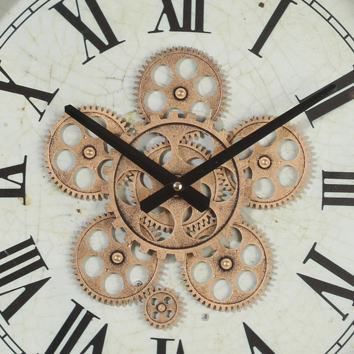 Chilli Decor Baxter FOB Rustic Grey Metal Moving Gears Wall Clock 61cm TQ-Y762 3