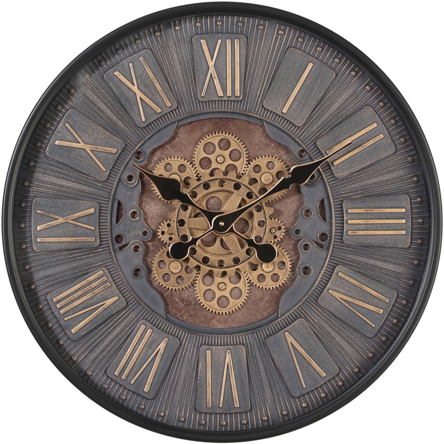 Chilli Decor Blake Industrial Black Metal Moving Gears Wall Clock 60cm TQ-Y757 1