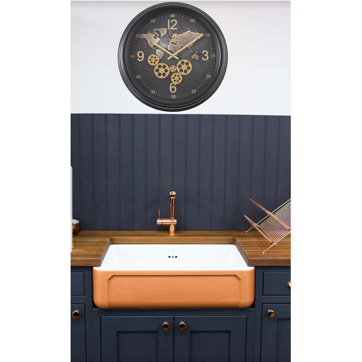 Chilli Decor Camile The World Black Metal Moving Gears Wall Clock 53cm TQ-Y713 7