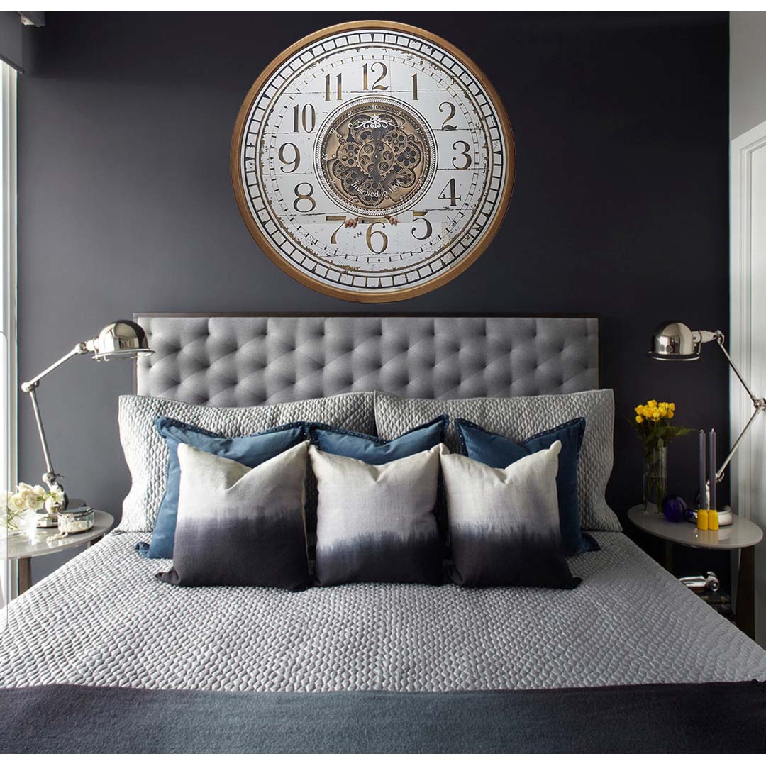 Chilli Decor Chateau Mirrored Gold Metal Moving Gears Wall Clock 80cm TQ-Y673 7