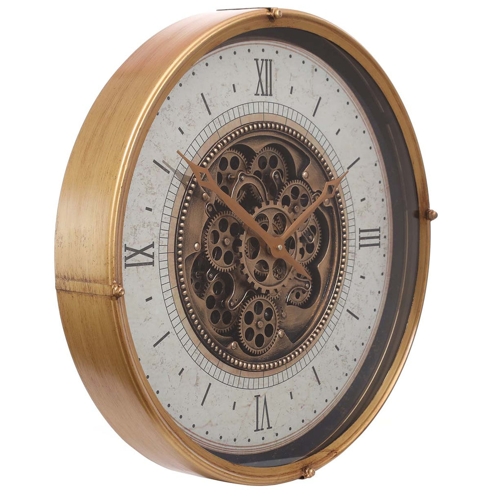 Chilli Decor Compass Golden Metal Moving Gears Wall Clock 60cm TQ-Y678 1
