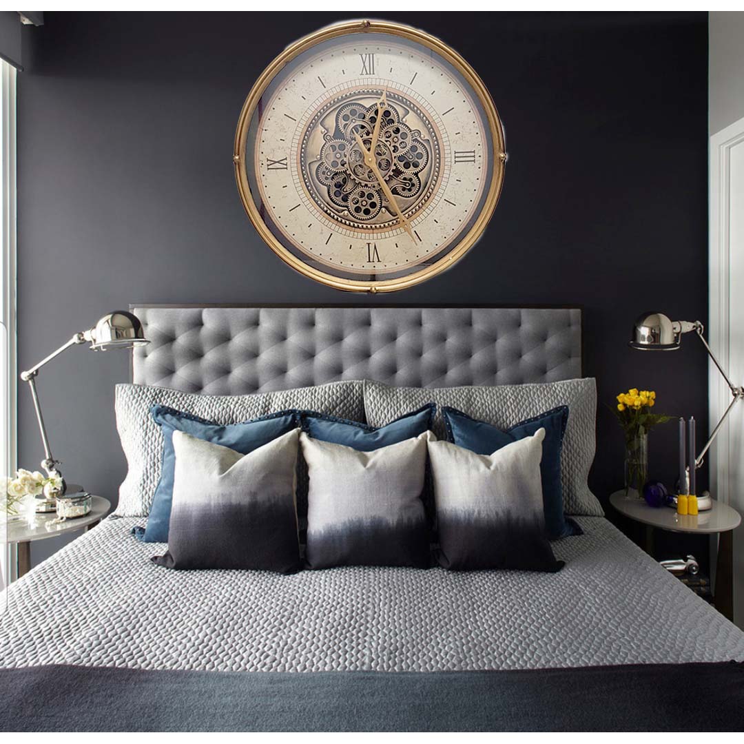 Chilli Decor Compass Golden Metal Moving Gears Wall Clock 60cm TQ-Y678 8