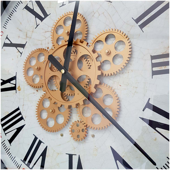 Chilli Decor Domonique Rose Gold Copper Black Metal Moving Gears Wall Clock 53cm TQ-Y683 2