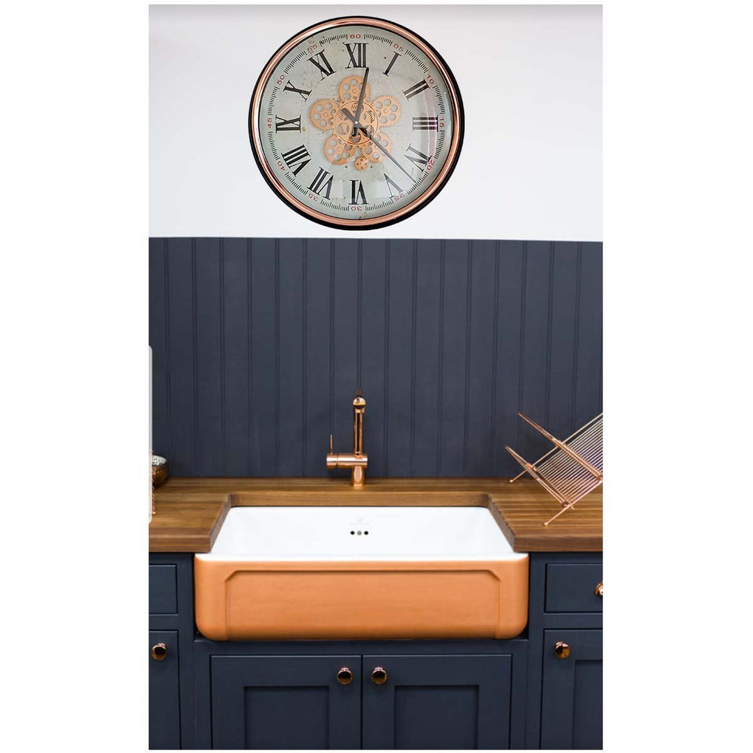 Chilli Decor Domonique Rose Gold Copper Black Metal Moving Gears Wall Clock 53cm TQ-Y683 5