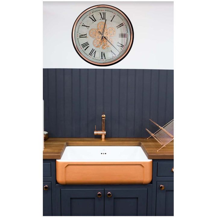 Chilli Decor Domonique Rose Gold Copper Black Metal Moving Gears Wall Clock 53cm TQ-Y683 5