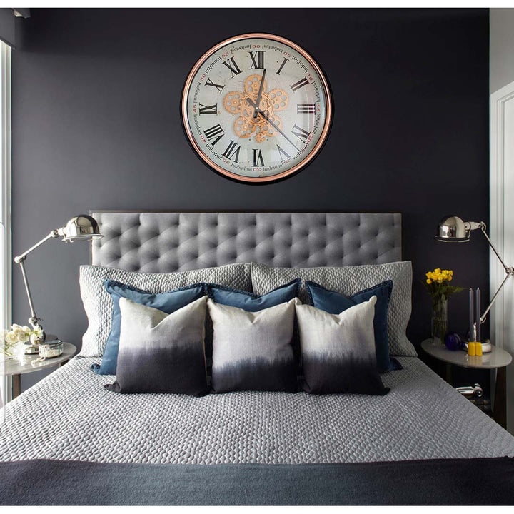 Chilli Decor Domonique Rose Gold Copper Black Metal Moving Gears Wall Clock 53cm TQ-Y683 7