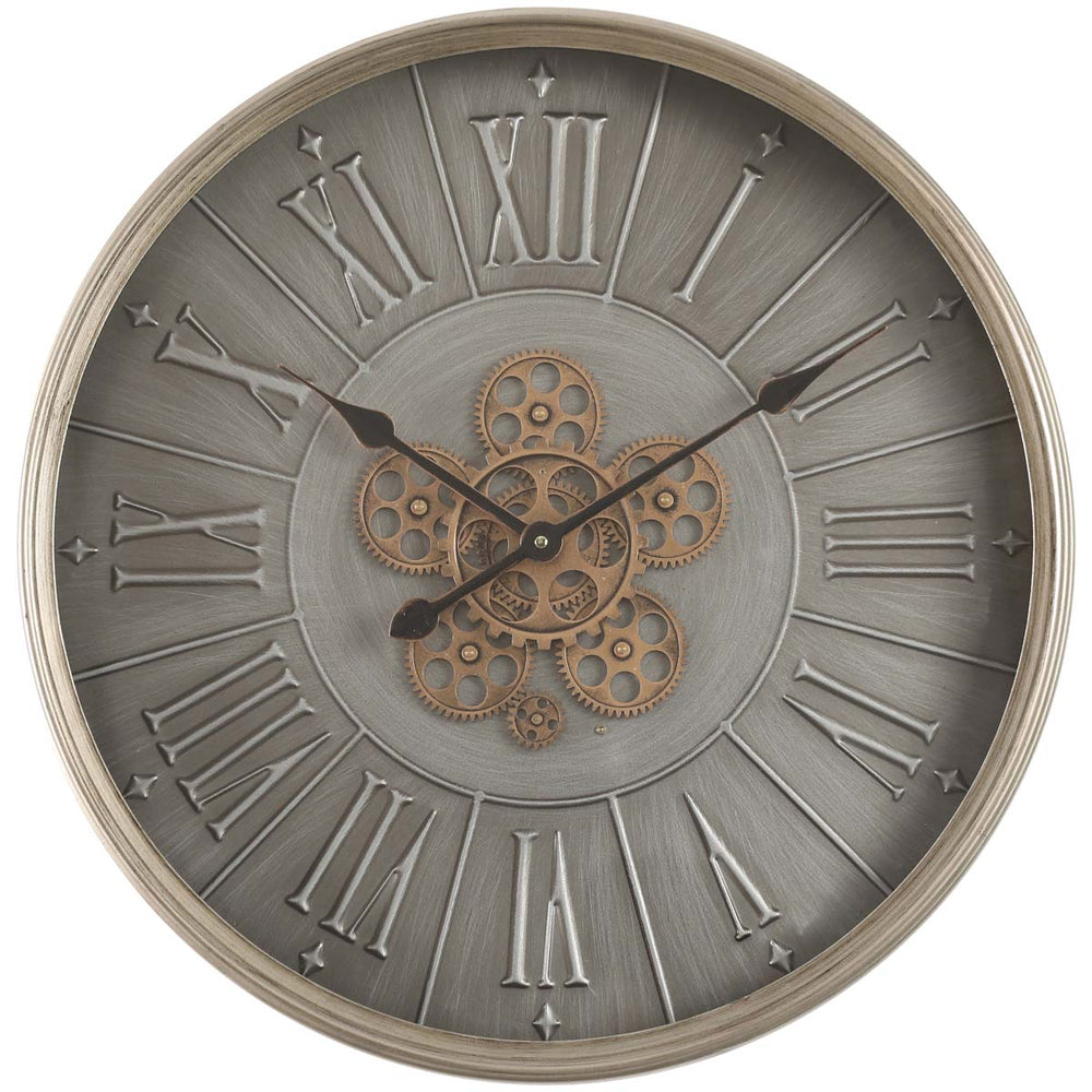 Chilli Decor George Indented Roman Metal Moving Gears Wall Clock 60cm TQ-Y666 3