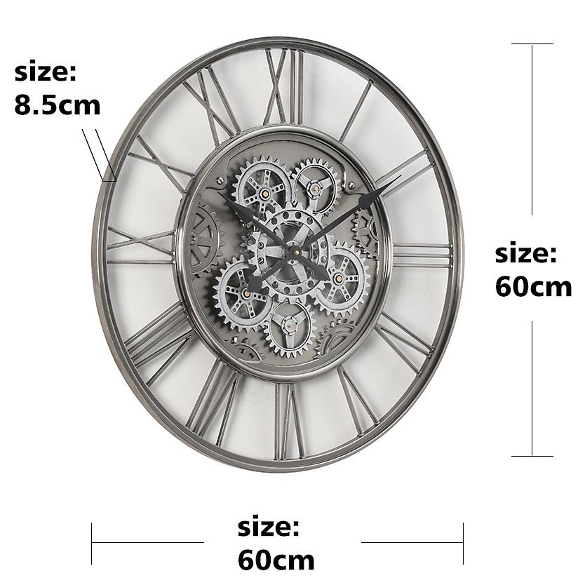 Chilli Decor Greenwich Iron Metal Moving Gears Wall Clock 60cm TQ-Y727 6
