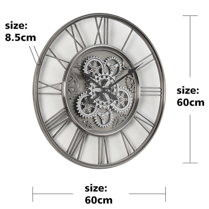 Chilli Decor Greenwich Iron Metal Moving Gears Wall Clock 60cm TQ-Y727 6