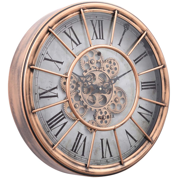 Chilli Decor JD Basset Industrial Metal Moving Gears Wall Clock Copper Wash 47cm TQ-Y685 1