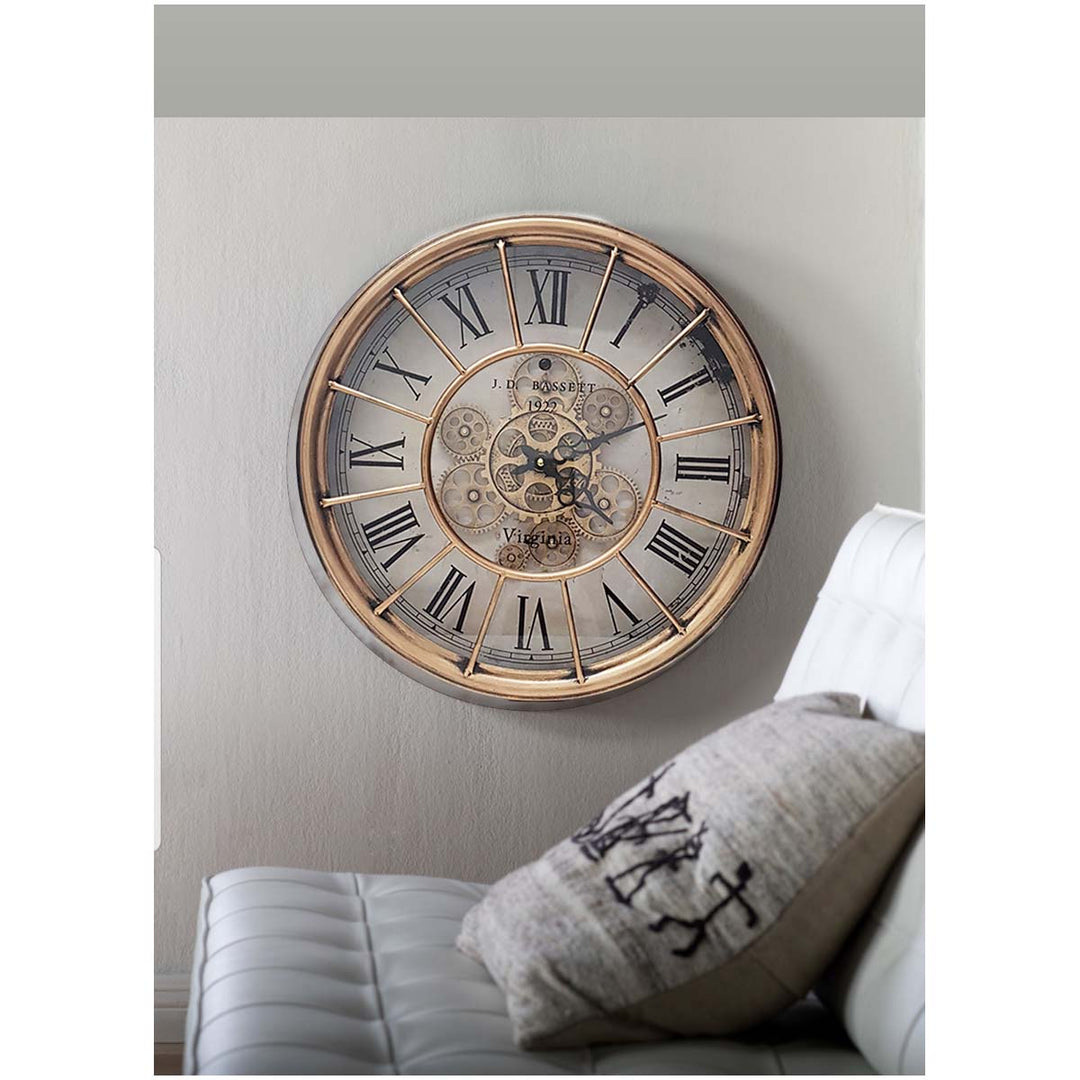 Chilli Decor JD Basset Industrial Metal Moving Gears Wall Clock Copper Wash 47cm TQ-Y685 2