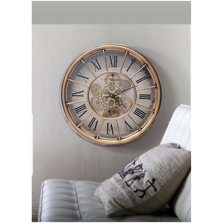 Chilli Decor JD Basset Industrial Metal Moving Gears Wall Clock Copper Wash 47cm TQ-Y685 2