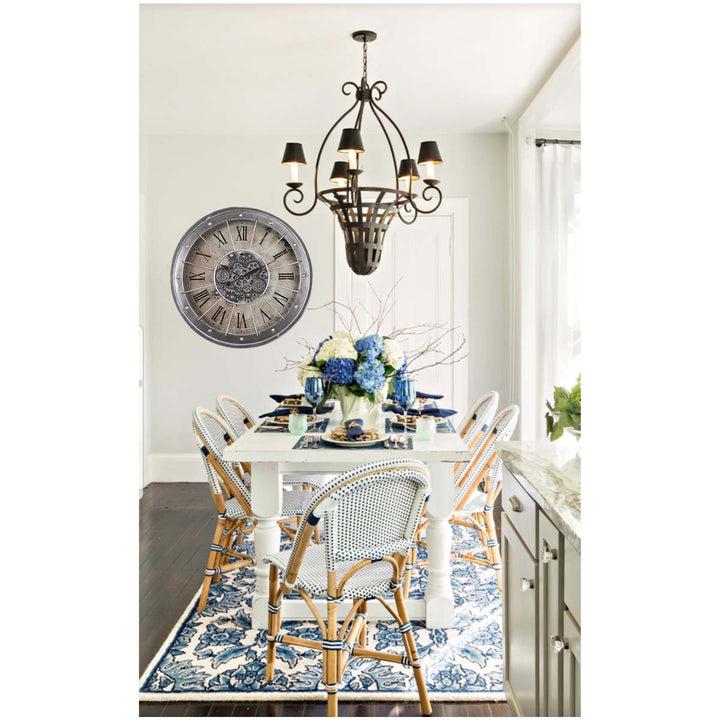 Chilli Decor JD Basset Industrial Metal Moving Gears Wall Clock Grey Wash 80cm TQ-Y709 2