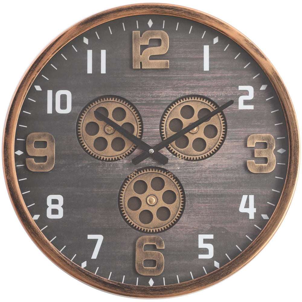 Chilli Decor Jacob Industrial Copper Black Metal Moving Gears Wall Clock 46cm TQ-Y701 3
