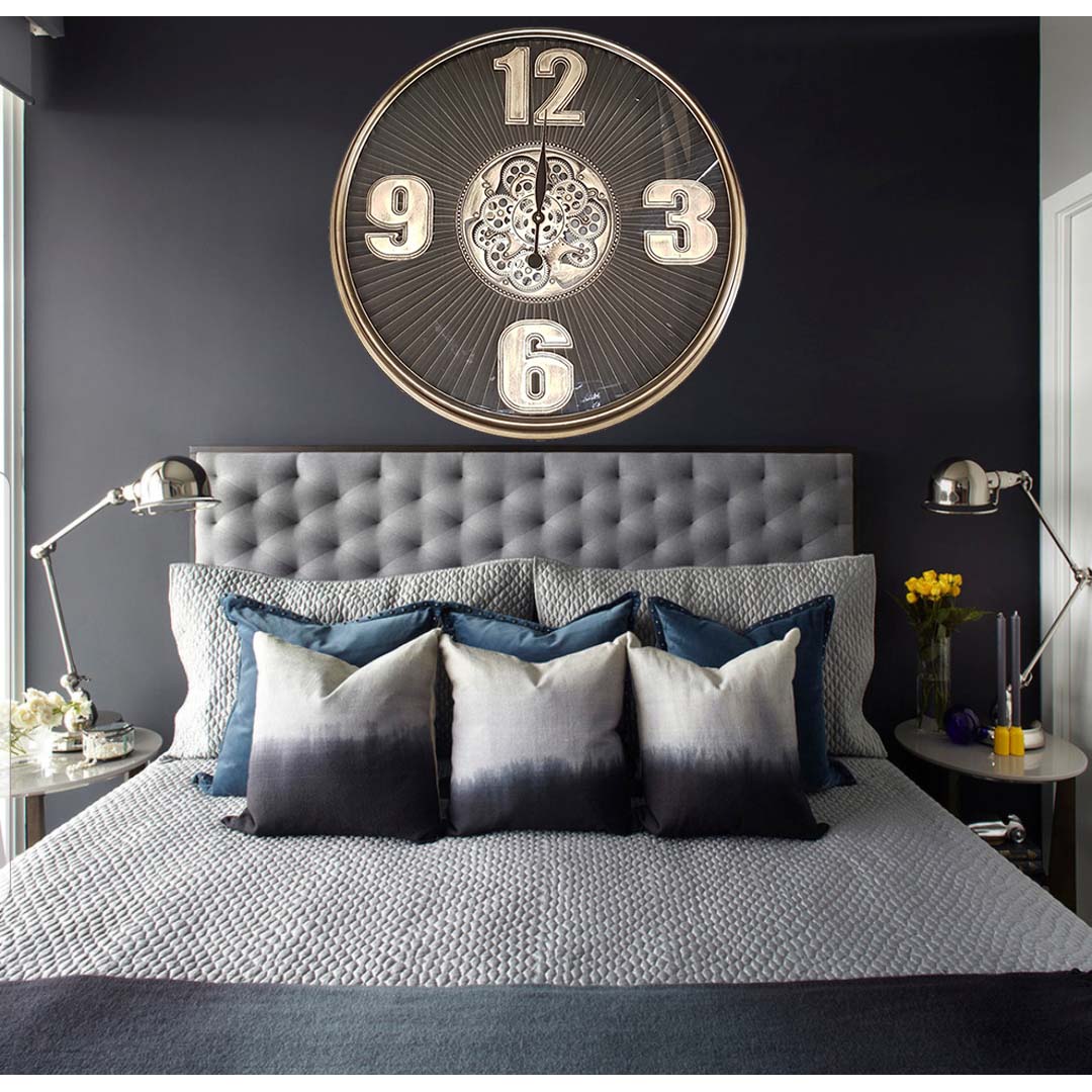 Chilli Decor Maximus Grooved Gold Black Wash Metal Moving Gears Wall Clock 80cm TQ-Y697 10