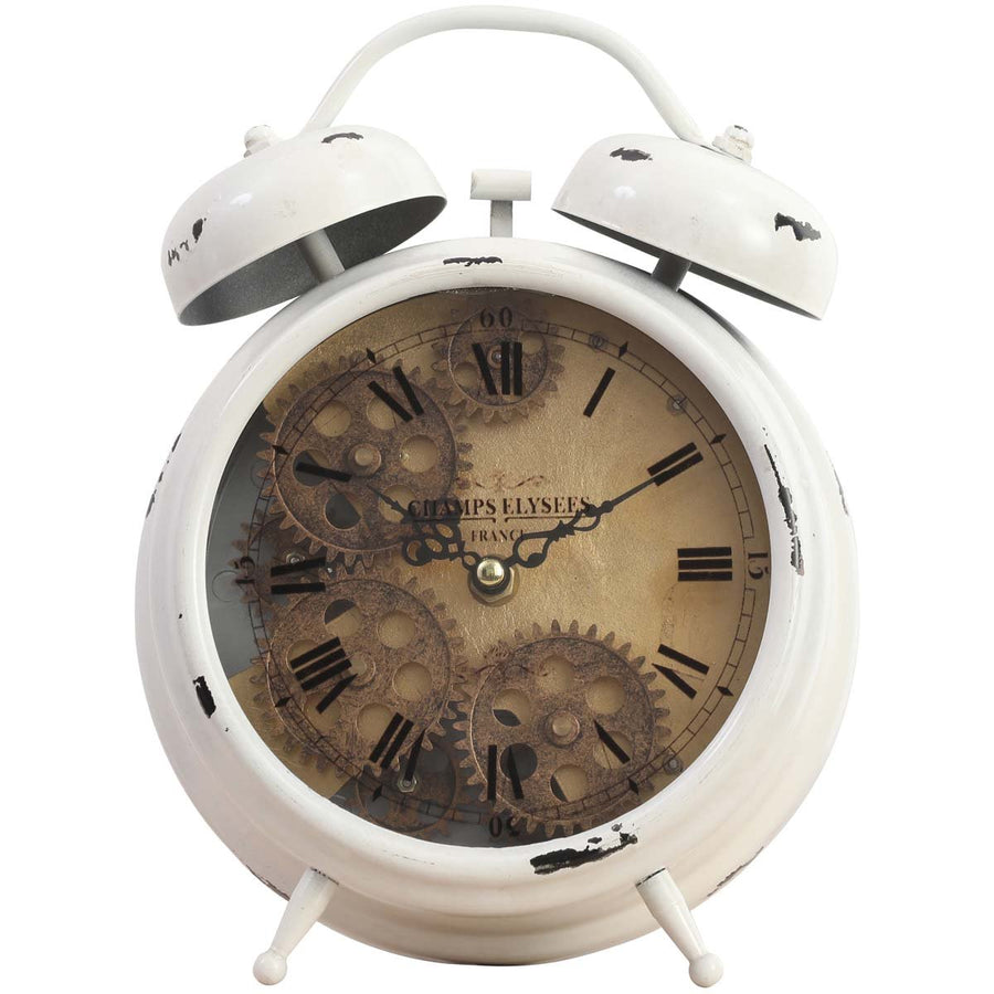 Chilli Decor Newton Twin Bell Moving Gears Desk Clock White 25cm TQ-Y629B 3
