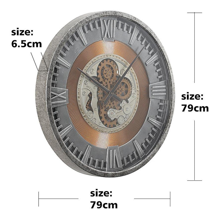 Chilli Decor Spin Time Industrial Metal Moving Gears Wall Clock 79cm TQ-Y726 6