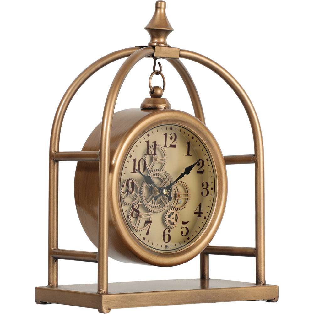 Chilli Decor St. Basil Gold Metal Moving Gears Hanging Bedside Desk Clock 55cm TQ-Y758 2