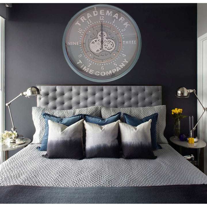 Chilli Decor Trademark Stamped Green Grey Metal Moving Gears Wall Clock 80cm TQ-Y676 8