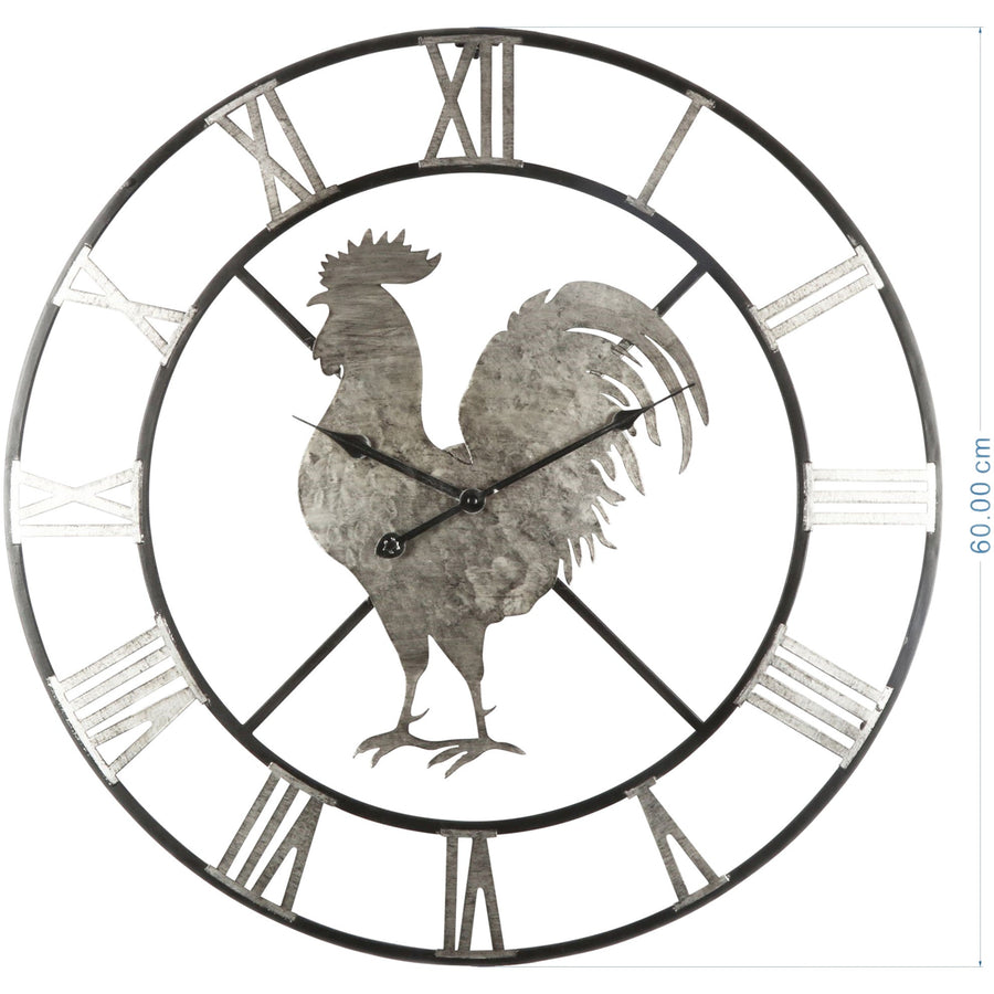 Country Rooster Skeleton Floating Roman Wall Clock 60cm 56012CLK 1