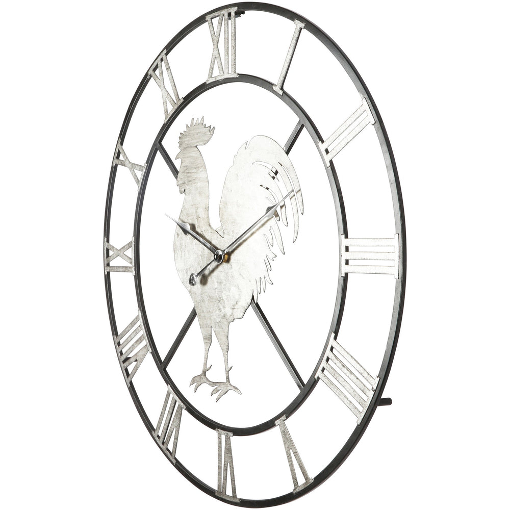 Country Rooster Skeleton Floating Roman Wall Clock 60cm 56012CLK 2